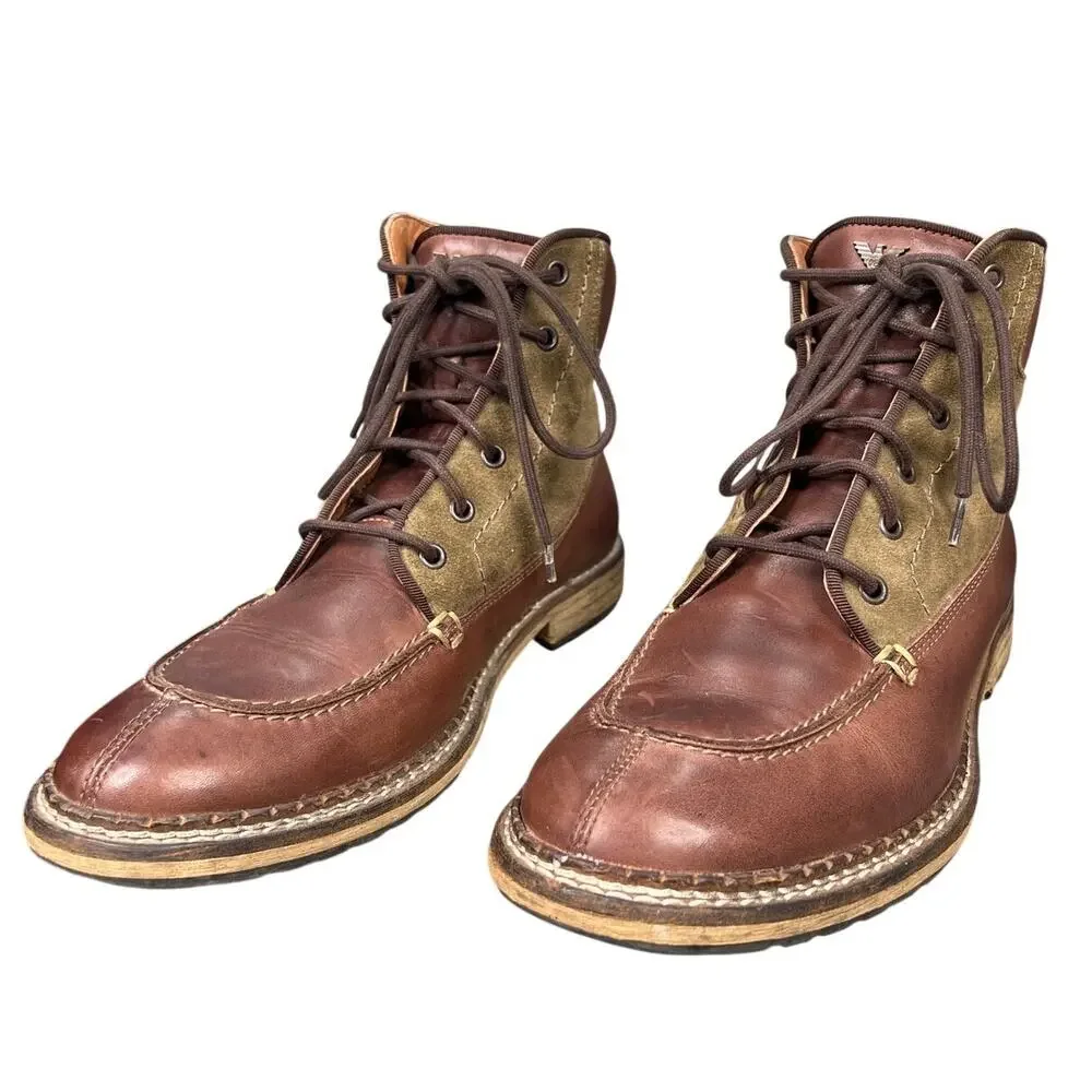 Vintage Armani Jeans Stivaletti Uomo Brown Field Chukka Boot Size 44 US 11